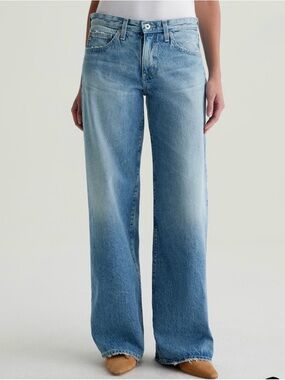 AG Low-Rise Wide-Leg Light Blue Jeans